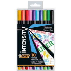 Fineliner Bic Intensity fijn assorti pak à 10 stuks