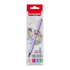 Fineliner Bruynzeel set á 6 pastelkleuren