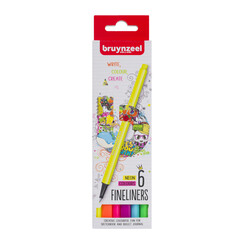 Fineliner Bruynzeel set á 6 neonkleuren