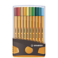 Stabilo Fineliner STABILO point 88 ColorParade antraciet/oranje etui à 20 kleuren