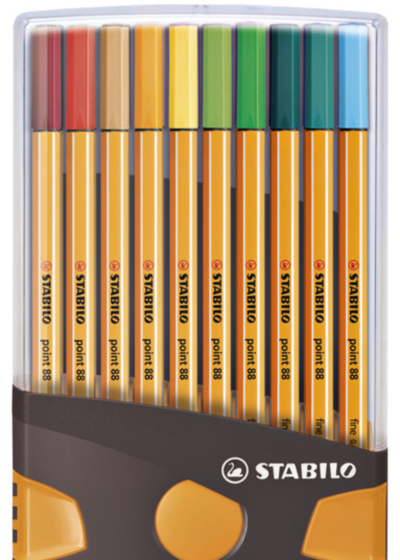 Stabilo Fineliner STABILO point 88 ColorParade antraciet/oranje etui à 20 kleuren