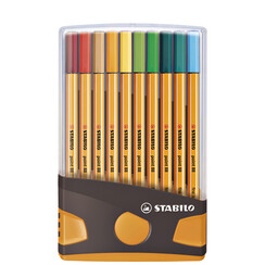 Fineliner STABILO point 88 ColorParade antraciet/oranje etui à 20 kleuren