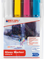 edding Viltstift edding 95 glasbord rond 1.5-3mm inclusief wit assorti set à 4 stuks