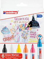 edding Viltstift edding 95 glasbord rond 1.5-3mm inclusief wit en zwart assorti set à 6 stuks