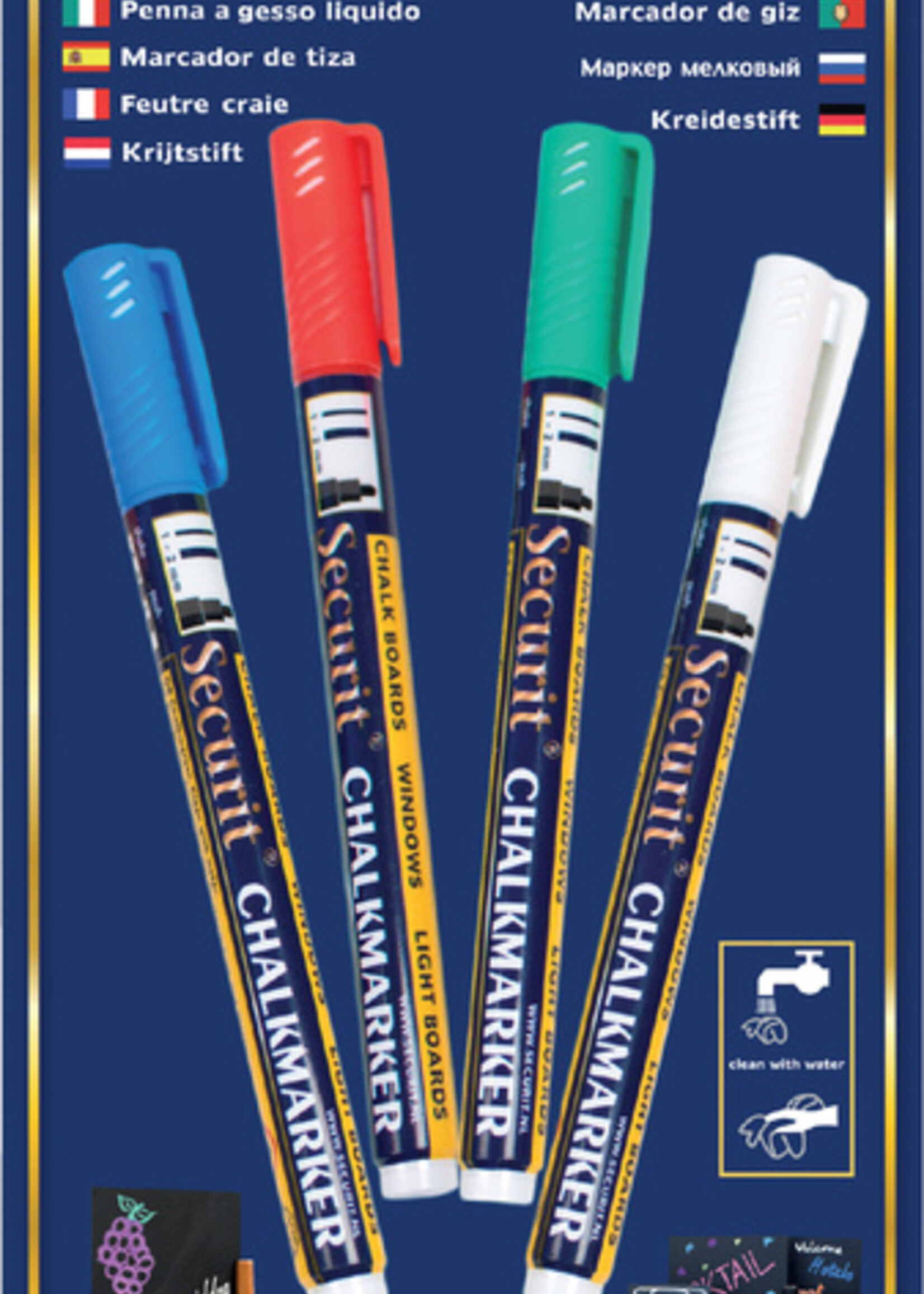 Securit Krijtstift Securit SMA-100 rond ass 1-2mm blister à 4st