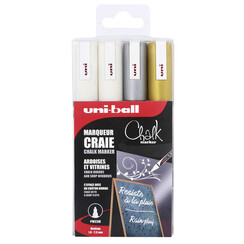 Marqueur craie Uni-ball Chalk ogive set 4 couleurs