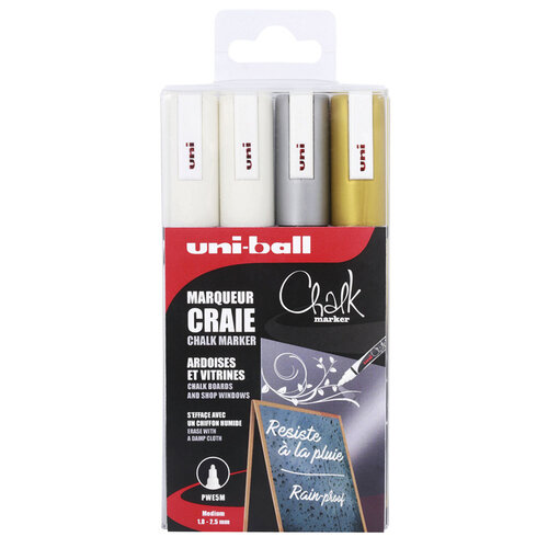 Uni-ball Marqueur craie Uni-ball Chalk ogive set 4 couleurs