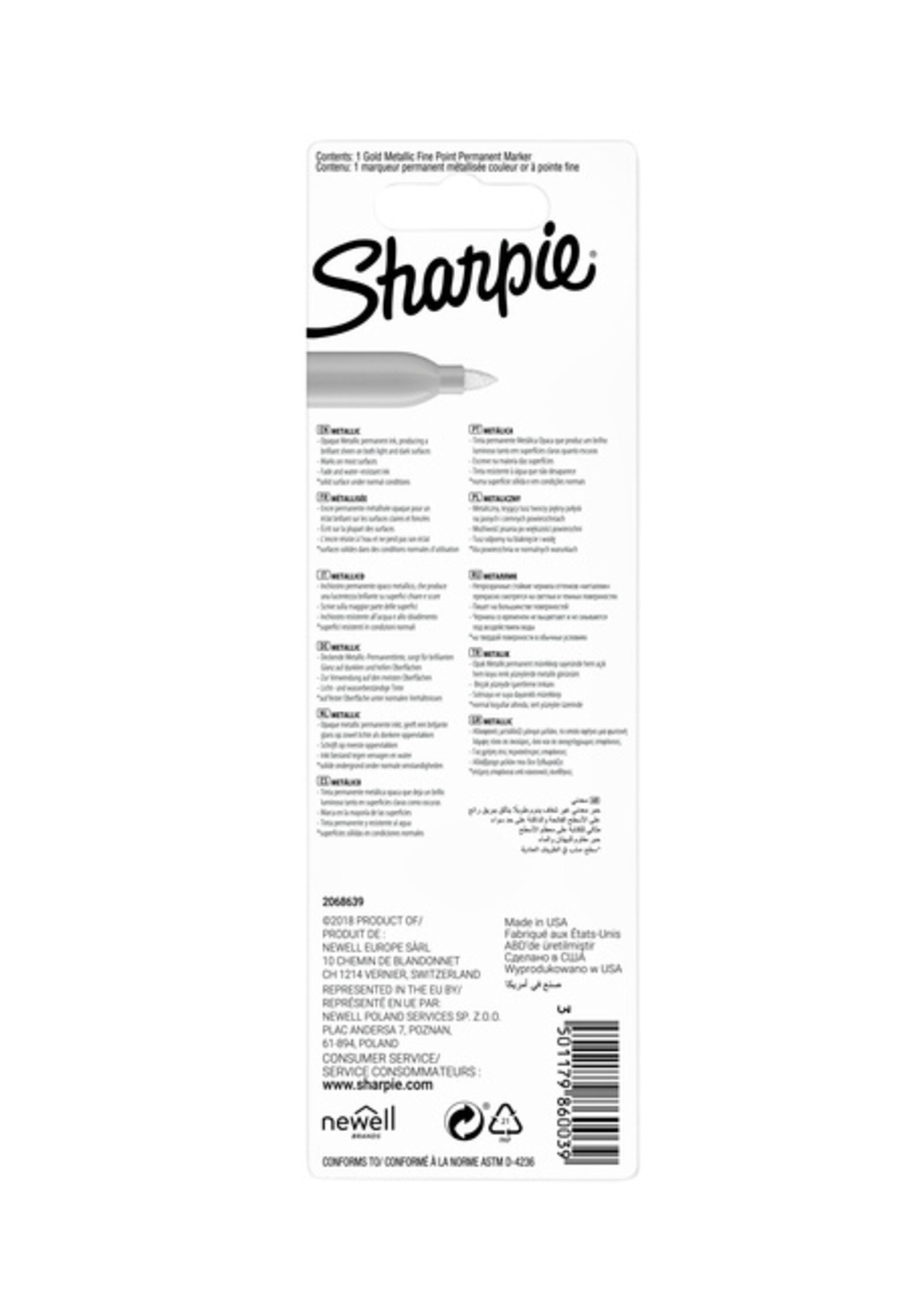 Sharpie Feutre sharpie pointe ogive 0,9mm Metallic or blister 1 pièce