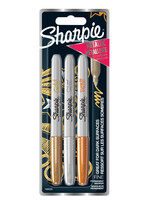Sharpie Viltstift Sharpie rond 0.9mm metallic assorti blister à 3 stuks
