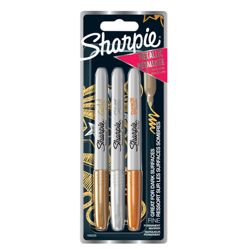 Sharpie Viltstift Sharpie rond 0.9mm metallic assorti blister à 3 stuks