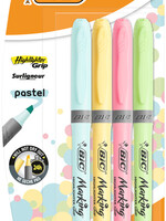 Bic Surligneur BIC Grip pastel assorti blister 4 pièces