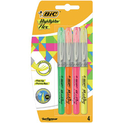 Markeerstift Bic flex assorti  blister à 4 stuks