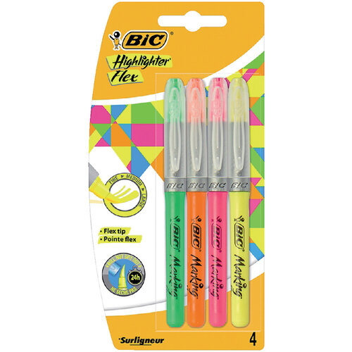 Bic Surligneur BIC Flex assorti blister 4 pièces