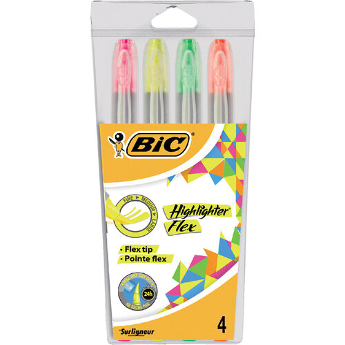 Bic Surligneur BIC Flex assorti blister 4 pièces