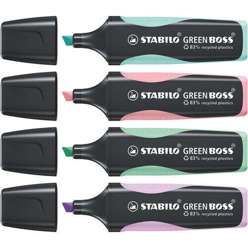 Stabilo Markeerstift STABILO Green Boss etui à 4 kleuren