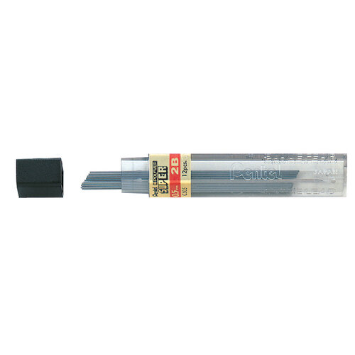 Pentel Potloodstift Pentel 0.5mm zwart per koker 2B