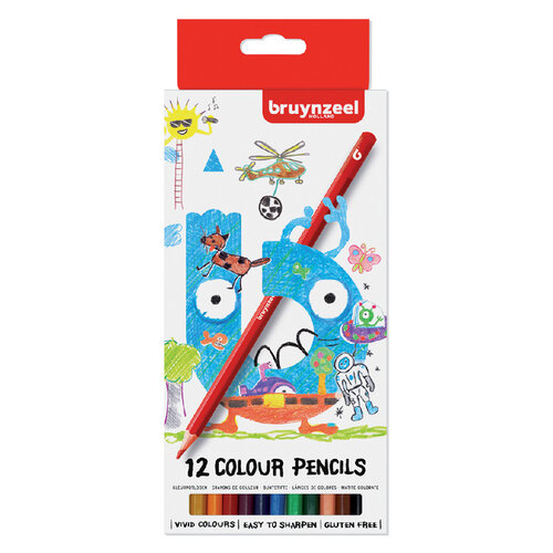 Bruynzeel Crayon de couleur Bruynzeel Kids blister de 12 pièces assorti