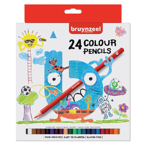 Bruynzeel Crayon de couleur Bruynzeel Kids blister de 24 pièces assorti