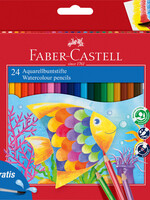 Faber-Castell Kleurpotloden Faber-Castell aquarel incl penseel set à 24 stuks assorti