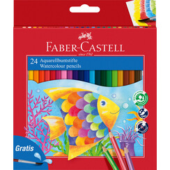 Kleurpotloden Faber-Castell aquarel incl penseel set à 24 stuks assorti