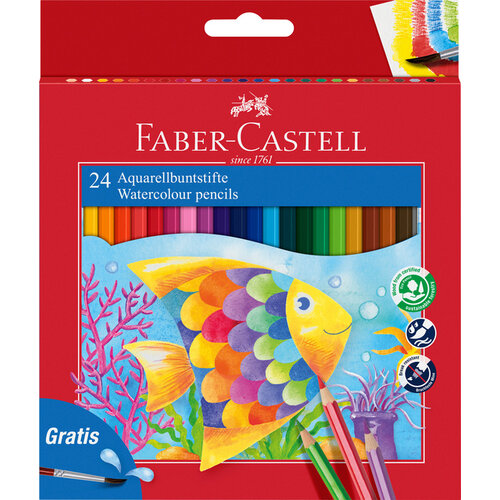 Faber-Castell Crayons de couleur Faber-Castell Aquarelle + pinceau set de 24 pièces assorti