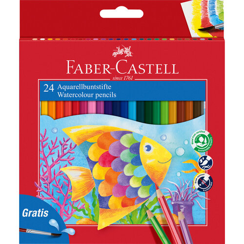 Faber-Castell Kleurpotloden Faber-Castell aquarel incl penseel set à 24 stuks assorti