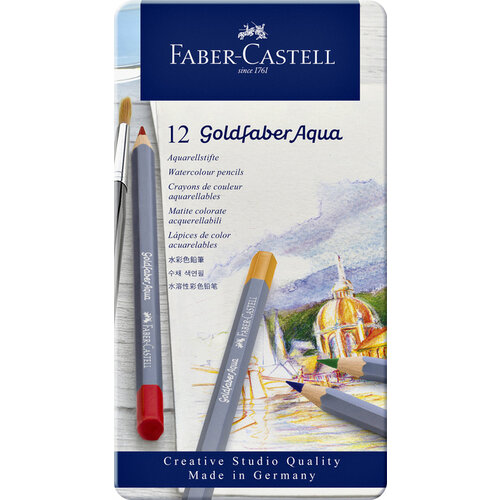 Faber-Castell Kleurpotloden Faber-Castell Goldfaber aquarel blik à 12 stuks assorti