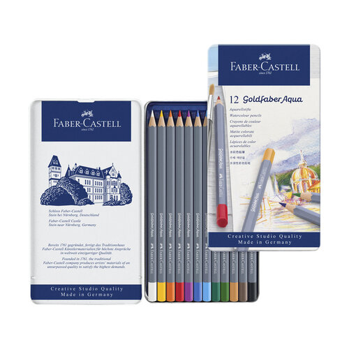 Faber-Castell Kleurpotloden Faber-Castell Goldfaber aquarel blik à 12 stuks assorti