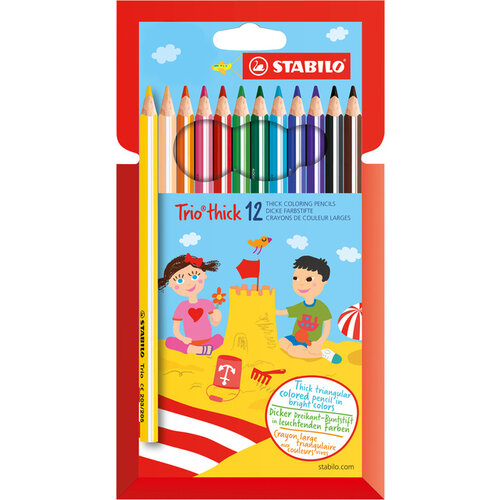Stabilo Crayon de couleur STABILO Trio Gros 203 étui carton 12 couleurs