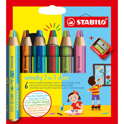 Crayon STABILO Woody 3-en-1 Duo étui 6 pièces + taille-crayon