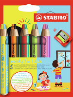 Stabilo Crayon STABILO Woody 3-en-1 Duo étui 5 pièces + taille-crayon