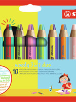 Stabilo Crayon STABILO Woody 3-en-1 étui 10 pièces + taille-crayon