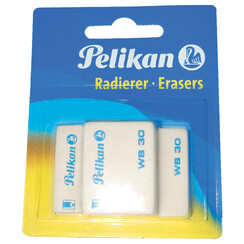 Gum Pelikan WS30 37x30x9mm potlood zacht blister à 3 stuks wit