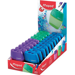 Taille-crayon Maped Shaker 2 trous présentoir 20 pièces assorti