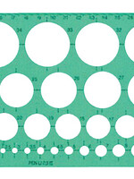 Linex Cirkelsjabloon Linex 39 cirkels met inktvoetjes 1-35mm groen