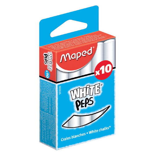 Maped Craie tableau noir Maped White'Peps boîte 10 pièces blanc