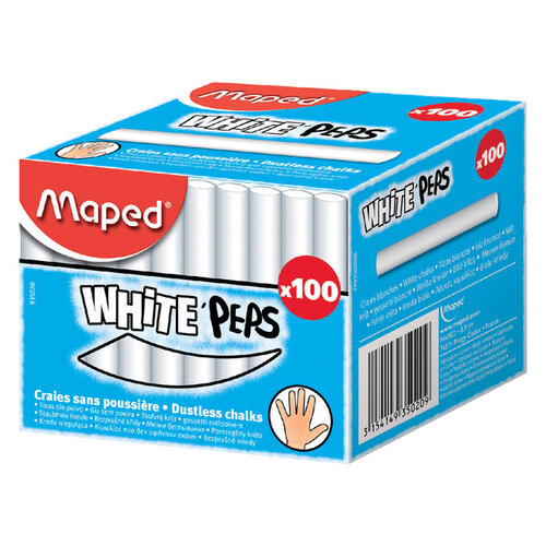 Maped Craie tableau noir Maped White'Peps boîte 100 pièces blanc
