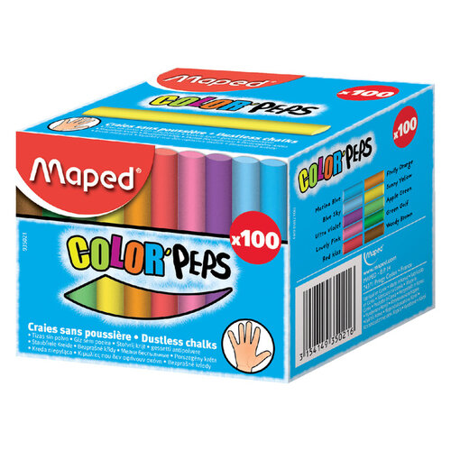 Maped Craie tableau noir Maped Color'Peps boîte 100 pièces assorti