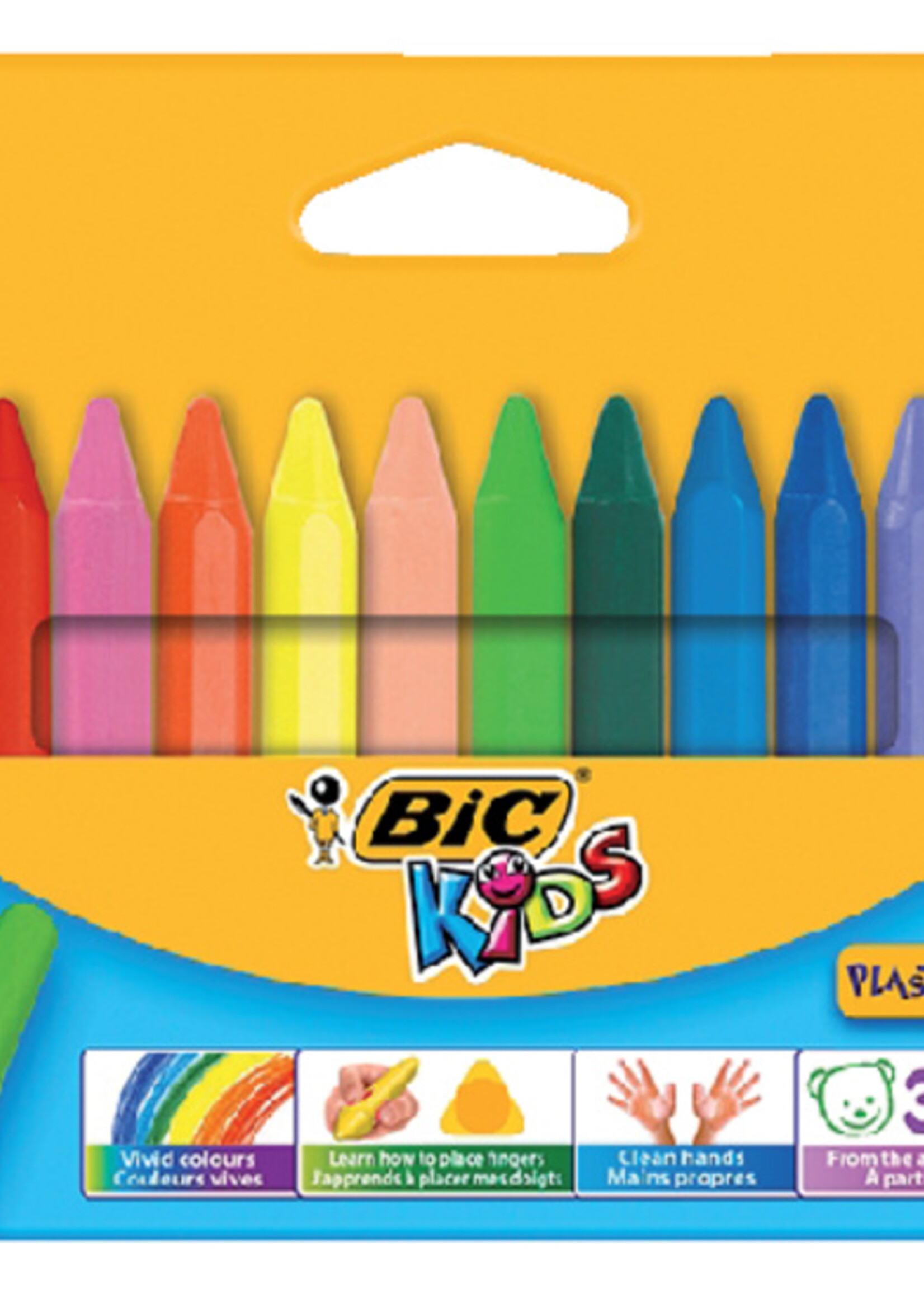 Bickids Kleurkrijt BicKids  857 Plastidecor triangel assorti etui à 12st