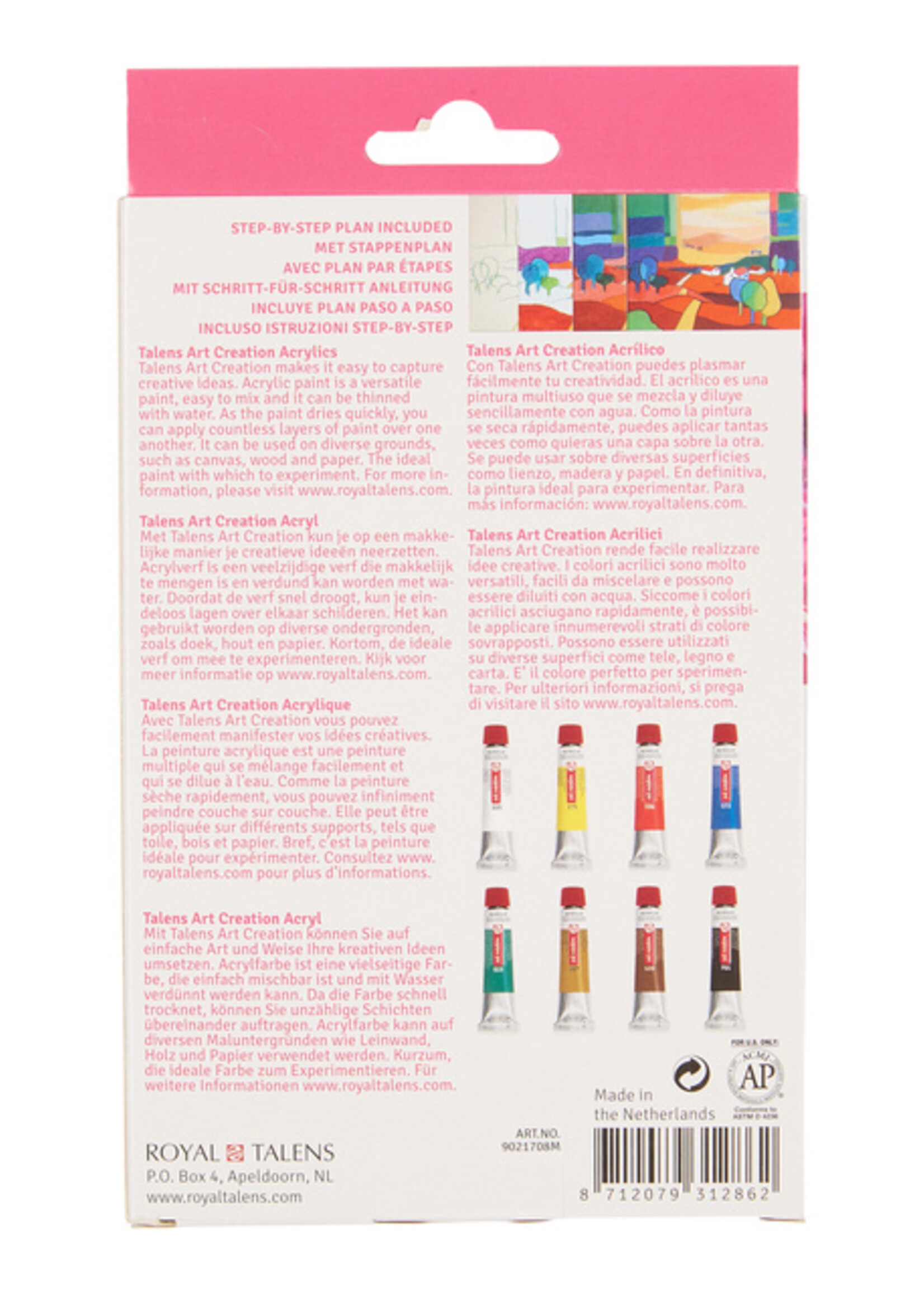 Talens Art Creation Acrylverf Talens Art Creation met stappenplan 12ml set à 8 kleuren