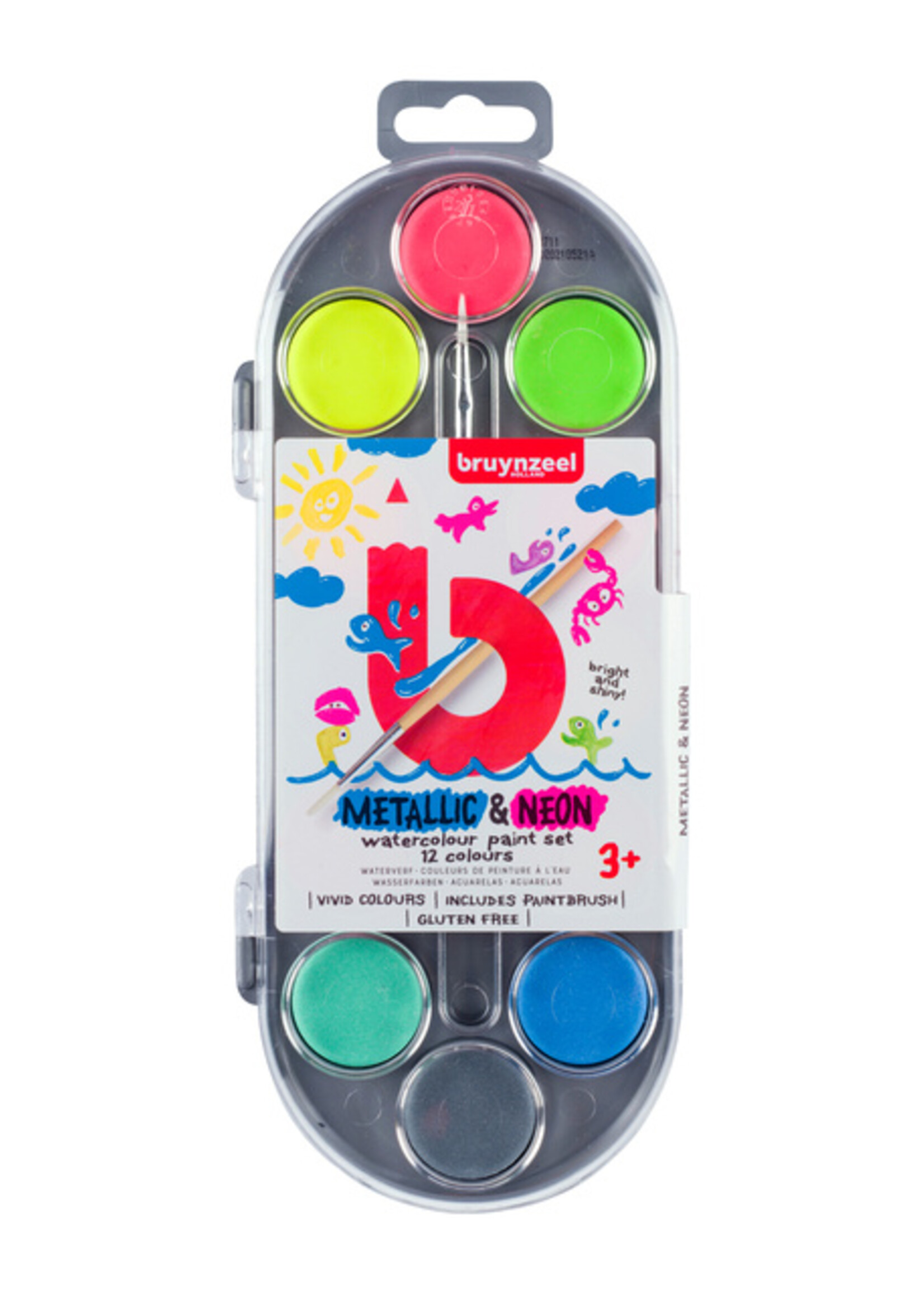 Bruynzeel Peinture à l'eau Bruynzeel Inclus pinceau set 12 couleurs métalliques et néon