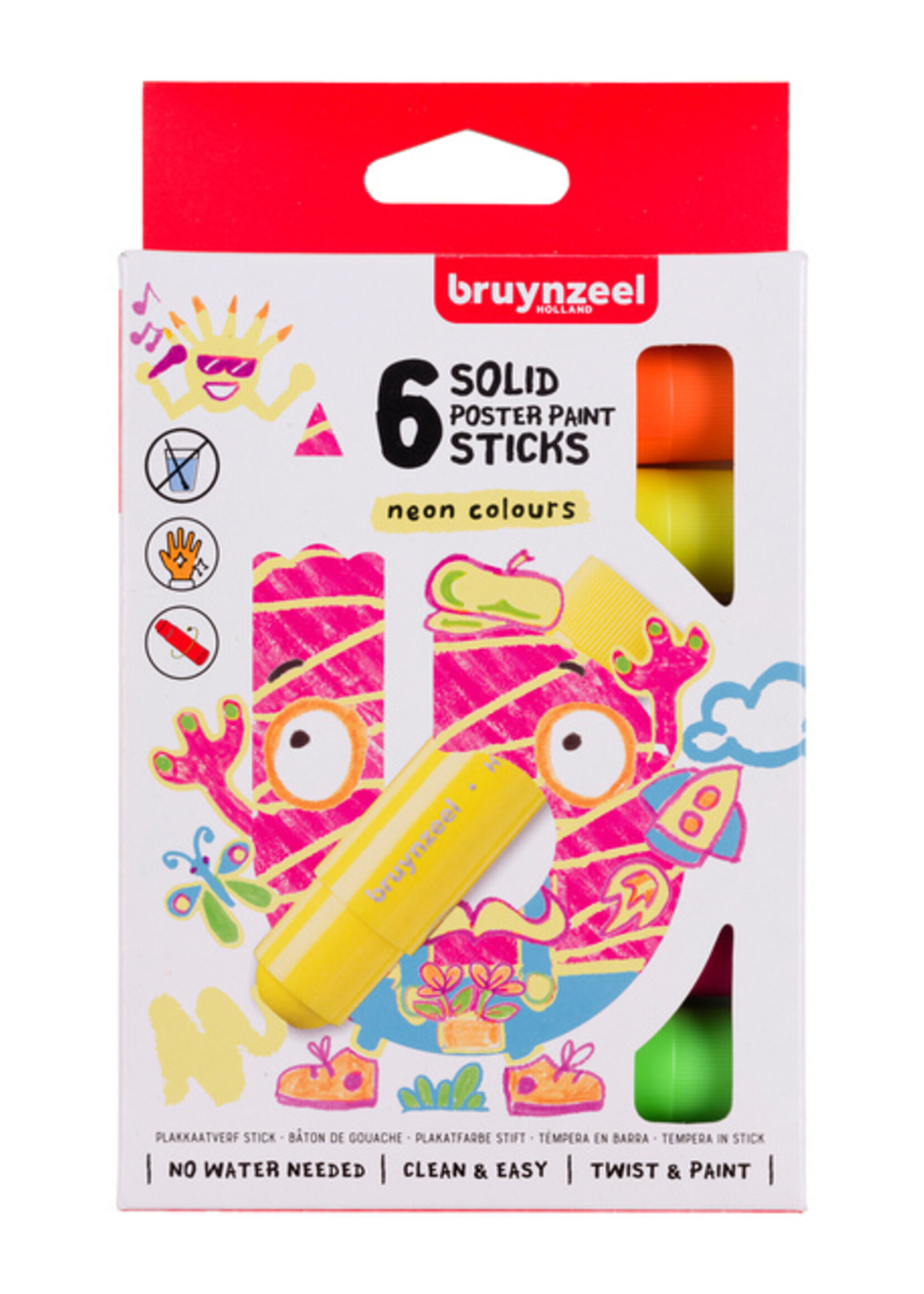 Bruynzeel Bâton de gouache Bruynzeel Néon 6 couleurs