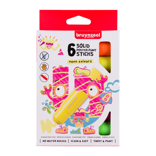 Bruynzeel Plakkaatverf sticks Bruynzeel Neon 6 kleuren