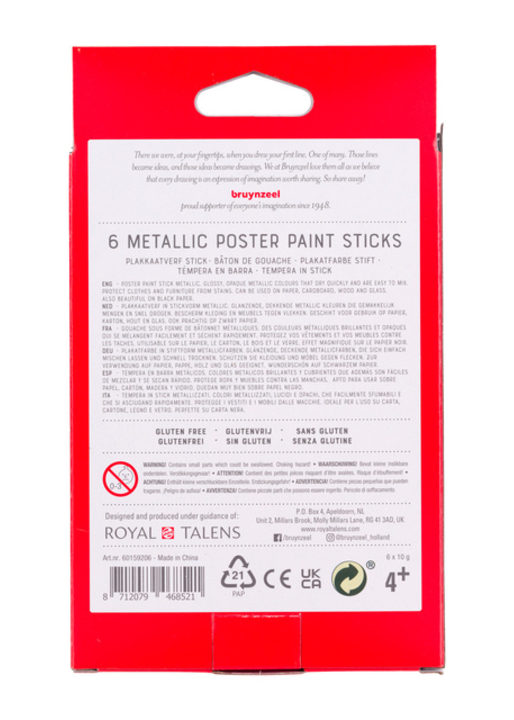 Bruynzeel Bâton gouache Bruynzeel set 6 couleurs métalliques