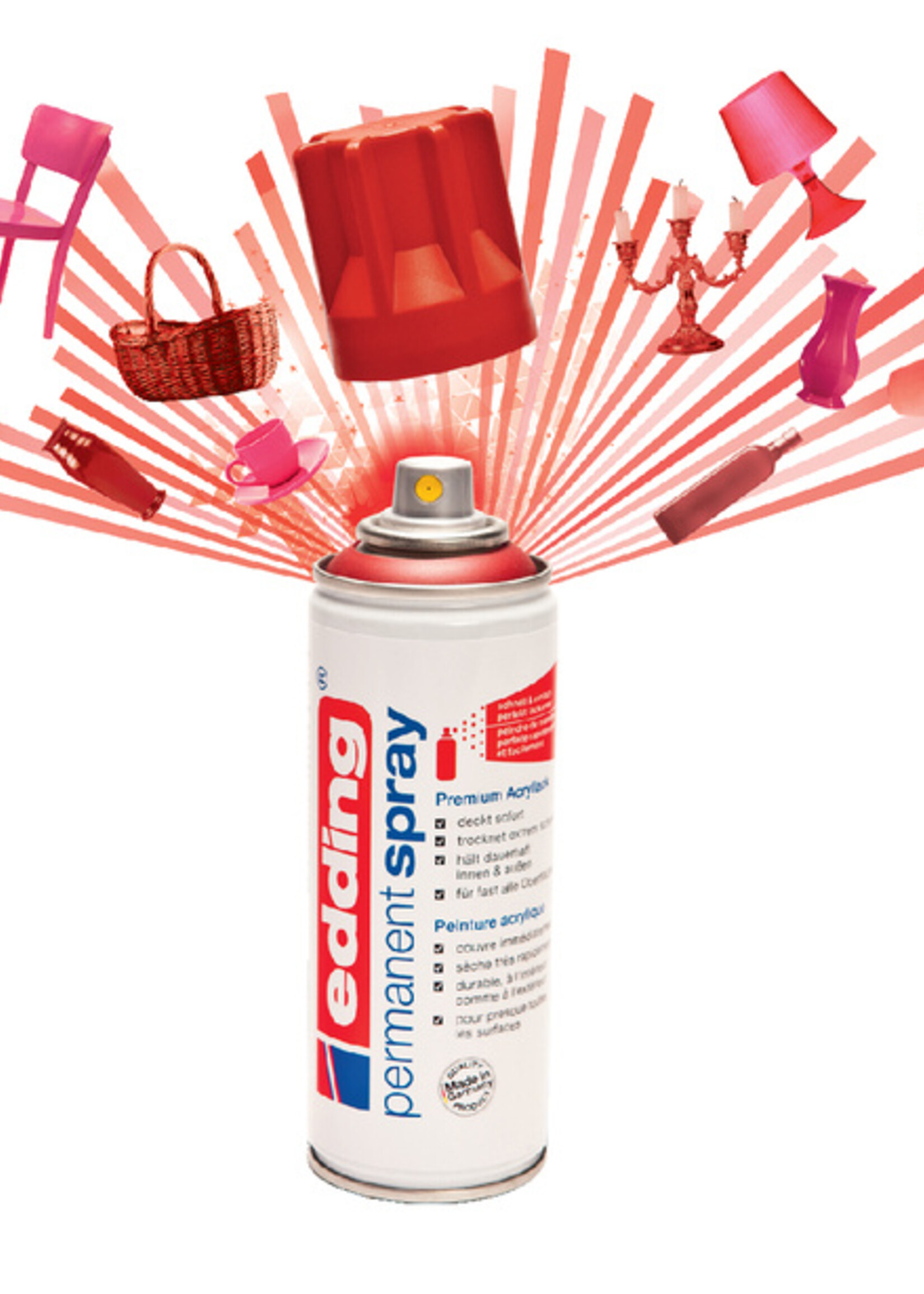 edding Verfspuitbus edding 5200 permanent spray glossy diepzwart