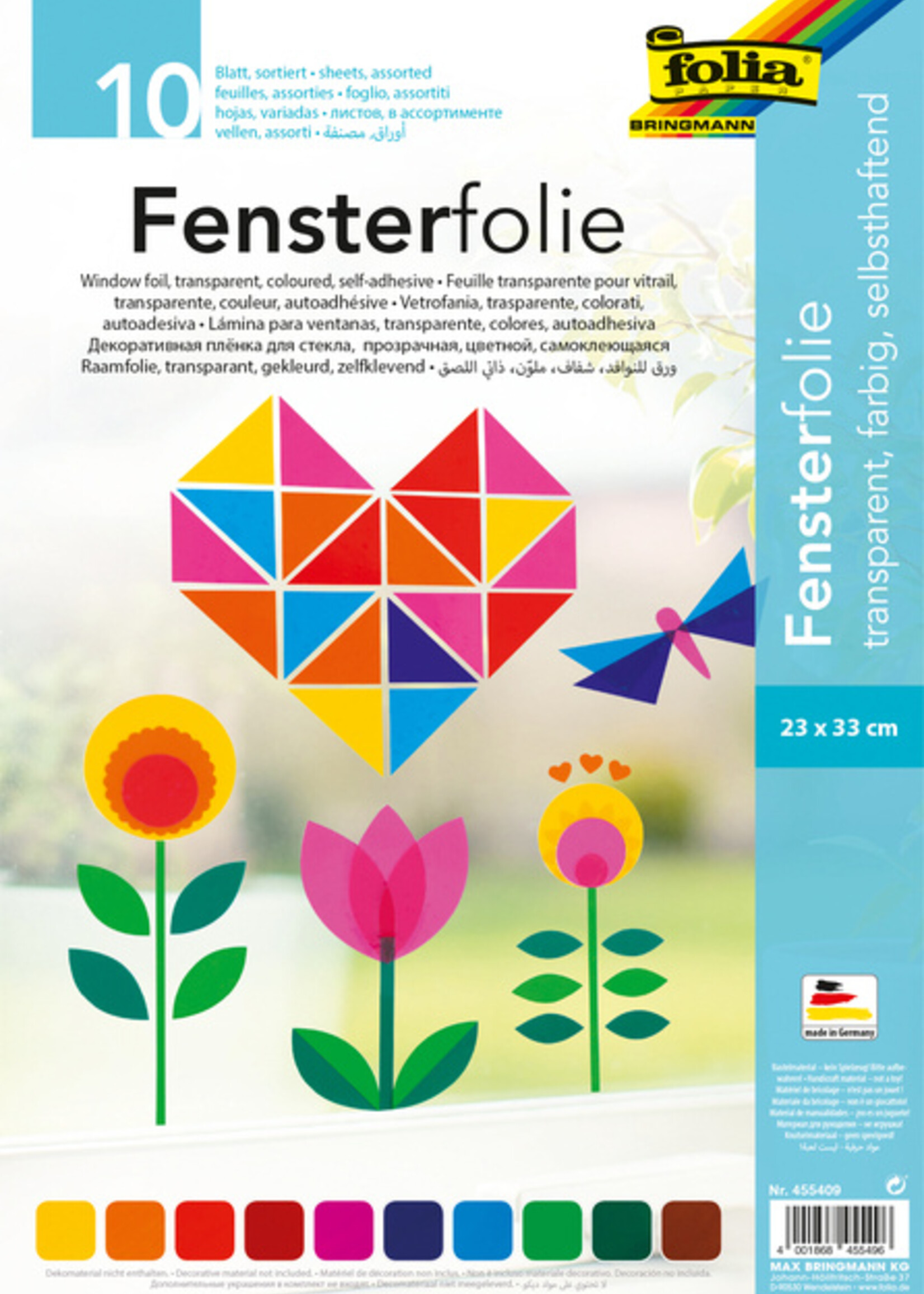 Folia Paper Film vitrail Folia 23x33cm set 10 couleurs