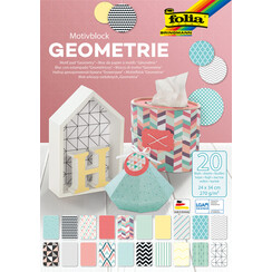 Papier à motifs Folia Géométrie 24x34cm bloc 20 feuilles assorti