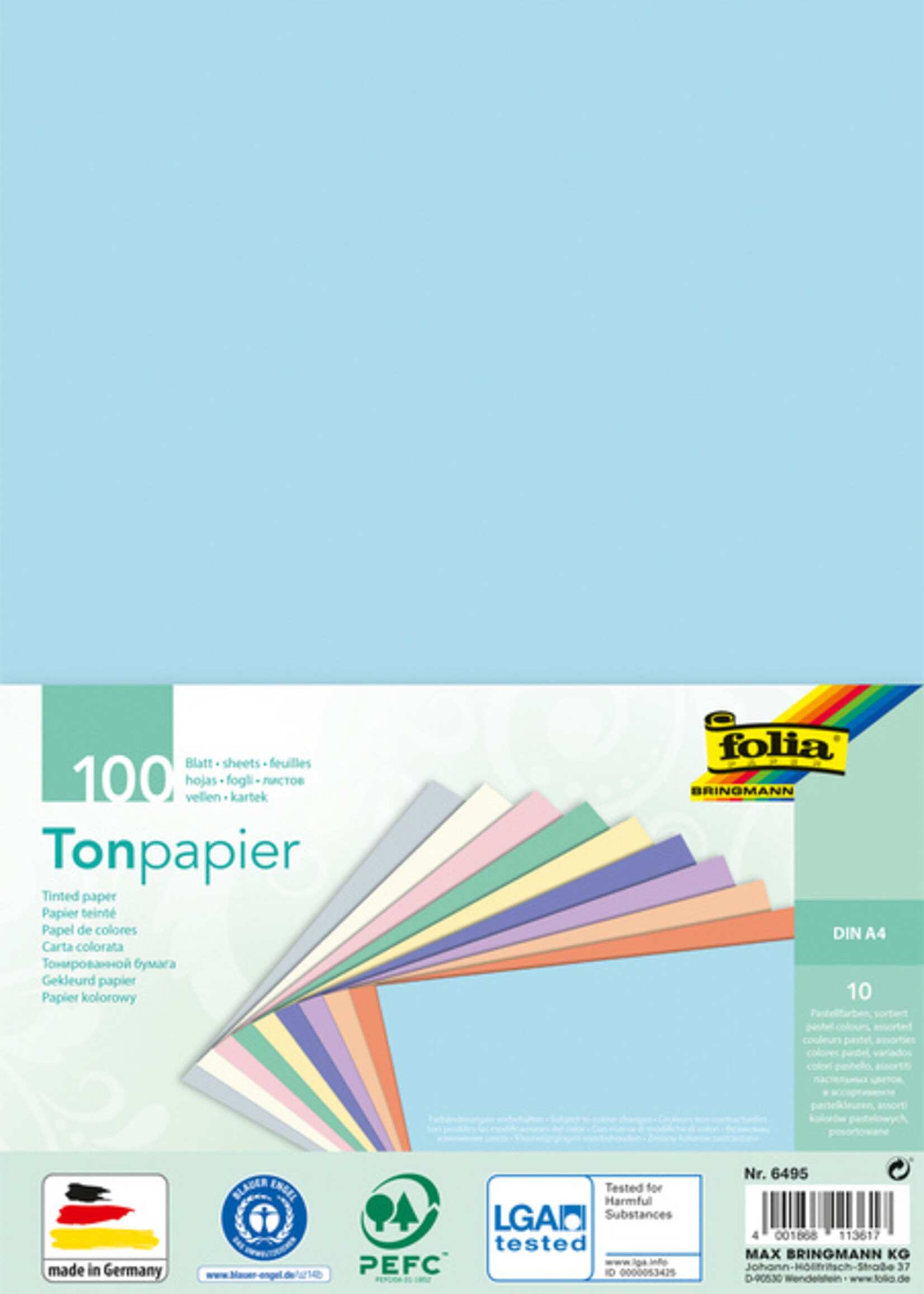 Folia Paper Papier teinté Folia A4 100 feuilles couleurs pastel