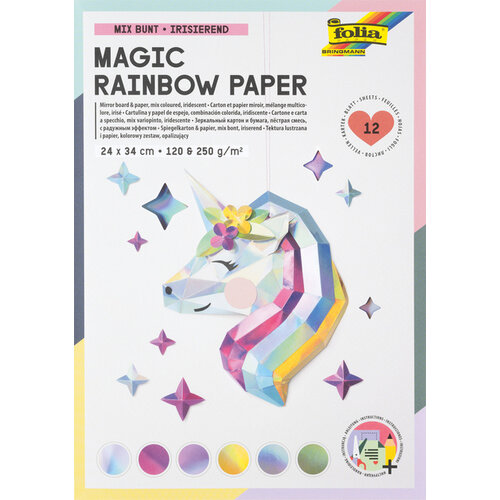 Folia Paper Regenboogpapier en karton Folia 24x34cm 120gr en 250gr 12 vel 6 tinten