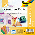 Folia Paper Vouwblaadjes Folia 75gr 14x14cm 50 vel 2-zijdig iriserend embossing assorti kleuren